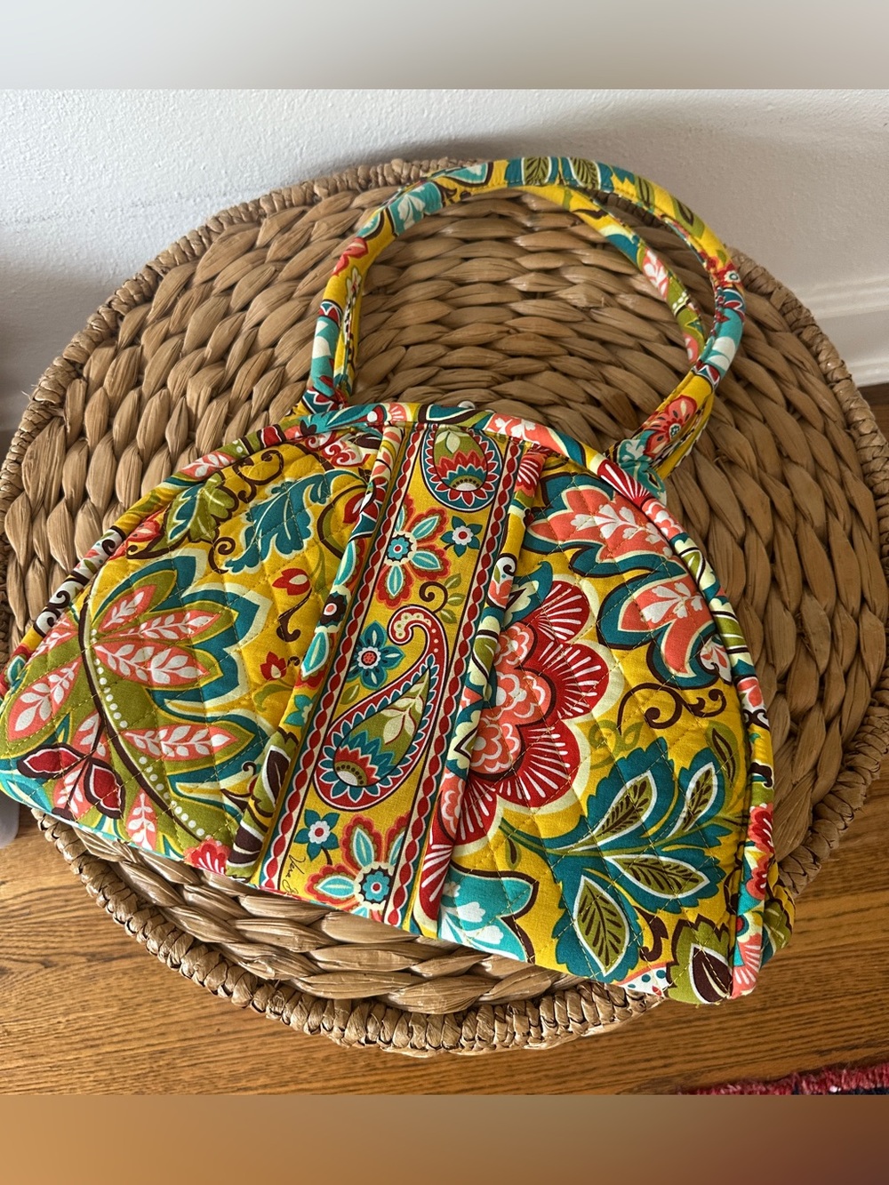 Vera Bradley Yellow Quilted Floral Shoulder Bag